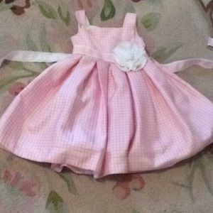 Girls Kleinfeld dot pink/white dress girls 6